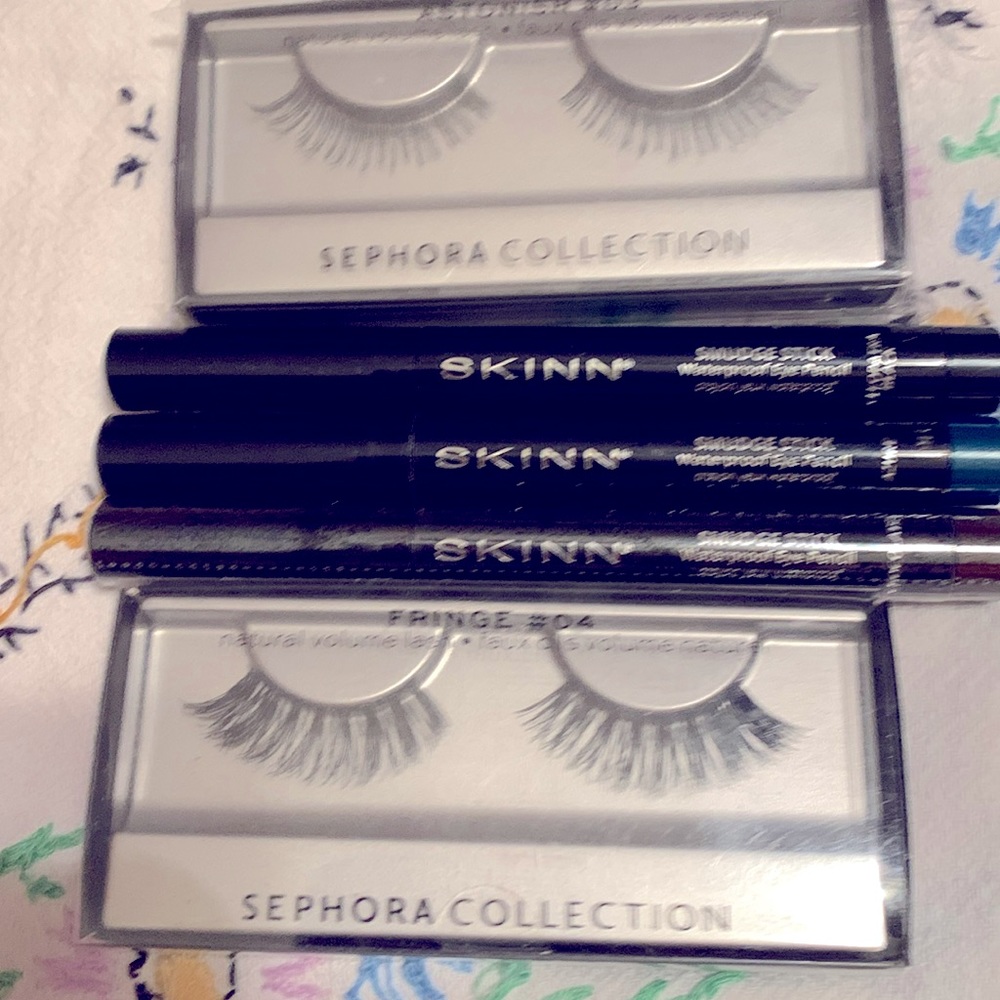 False Eye Lashes and 3 Smudge Sticks “Skinn” brand